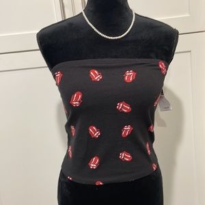 “The Rolling Stones” strapless top